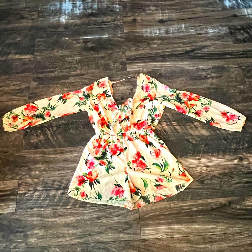 Floral V neck romper